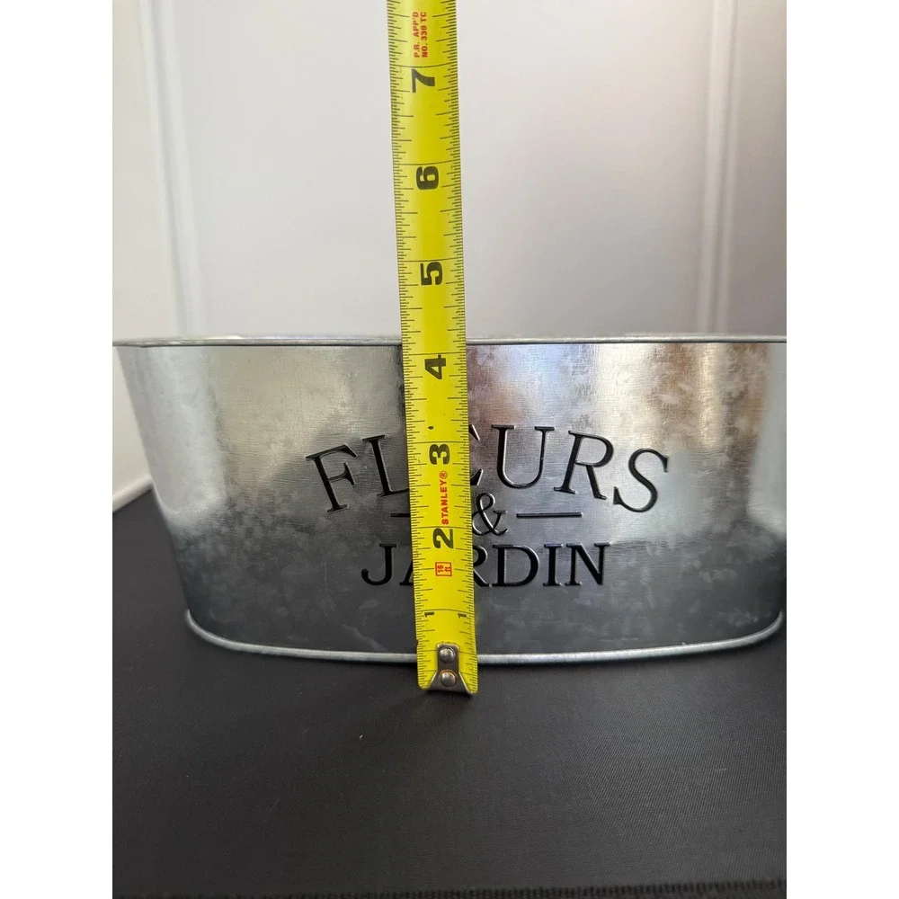 Metal Planter Fleurs &‎ Jardin Galvanized Oval Flower Pot Farmhouse Decor
